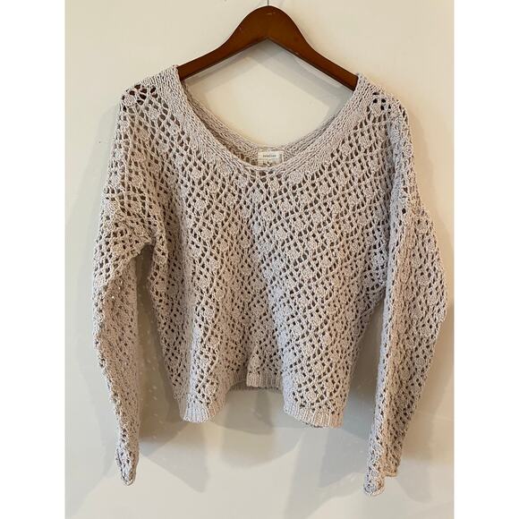 Artelier Nicole Miller Women's Large Open Knit Pullover Sweater Beige Polyester - Picture 1 of 10